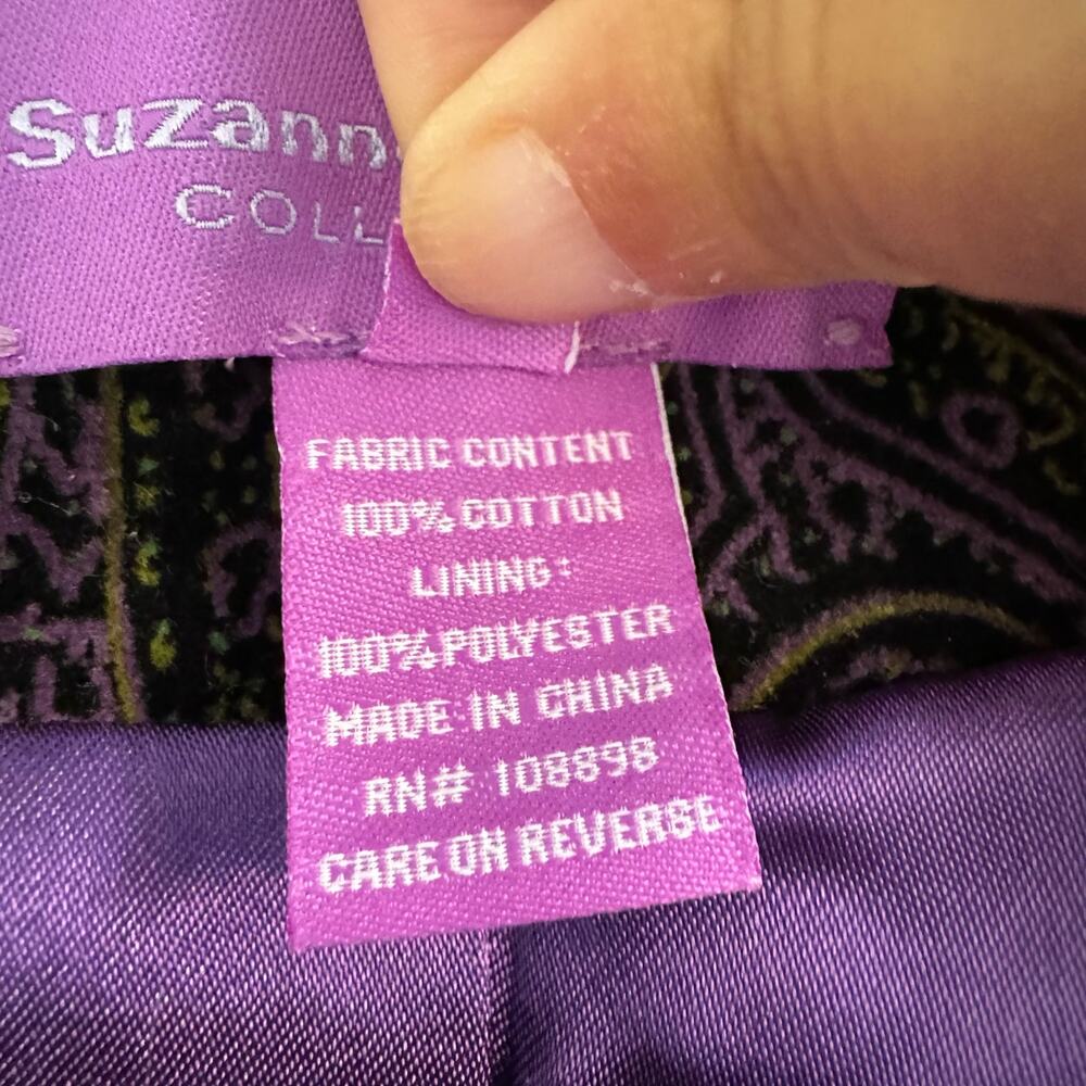 Suzanne Somers Velvet Paisley Print Trench Coat - 10 - Picture 8 of 12